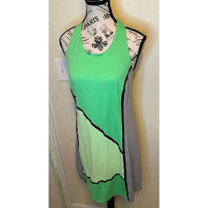 Title Nine ~ Diamalete Colorblock Golf Dress ~ Lime Green / Gray / Black ~ Sz S